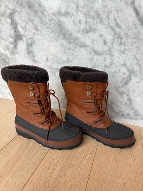 UGG Capitan Waterproof Leather Snow Boots Chestnut Men’s 13 Sheepskin Lined Snow
